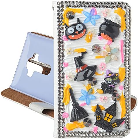 For Samsung Galaxy Grand Prime G530 2015 Hallowmas Theme Phone Case,Yaheeda 3D Handmade Stones Cat Demon Haunted House Design PU Leather Cellphone Cover