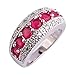 Psiroy 925 Sterling Silver Created Ruby Spinel Filled Half Eternity Band Ring