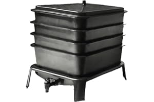 VERMI-FUTURE® Worm Condo Composting Bin, 4 Trays, Black, with Startup Bedding & 3in1 Soil Meter, Ideal for Small Households