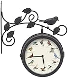 Mark Feldstein & Associates Decorative Outdoor Bird Clock and Weather Thermometer