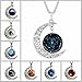 Linsh Dome Moon Time Gems Pendant Necklaces Hollow Out Carved Moon Stars Pendant(Style 1)