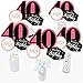 Big Dot of Happiness Chic 40th Birthday - Pink, Black and Gold - Birthday Party Centerpiece Sticks - Table Toppers - Set of 15