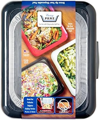FANCY PANZ Portable Casserole Serveware, for Indoor and Outdoor Use,  Charcoal, Bonus Foil Pan Included
