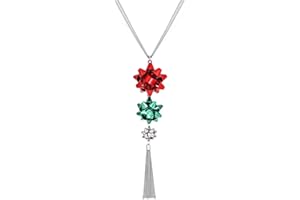 CEALXHENY Christmas Necklace for Women Festive Bow Pendant Necklaces Delicate Chain Tassel Necklace Long Necklace Holiday Gift for Women