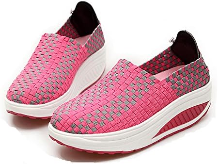 Konfor Women's Lightweight Woven Shape Ups Sneaker Fitness Work Out Slip-on Shoes