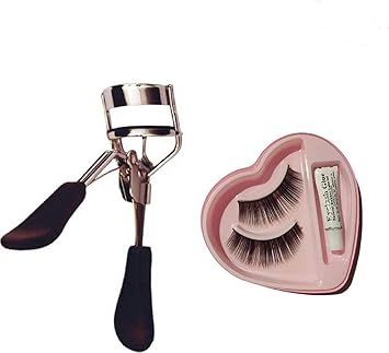 Angelie Eyelashes Curler And Artificial Bonjour Eyelashes With Glue, Parlour Accessories Combo For Women And Girls