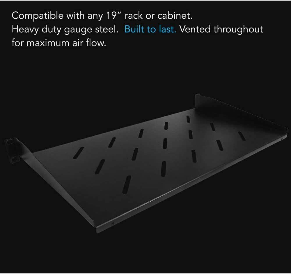 1U Rack Shelf Adjustable 10″ Deep Steel Vented Rack Shelf Rack Mount Shelf Server Rack