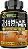 Turmeric Curcumin Supplement Capsules with Bioperine 1950 mg Serving Supports Joint Health Pain Relief Anti Inflammatory Antioxidant All Natural Non-GMO 60 Capsules 100% Money Back Guarantee!