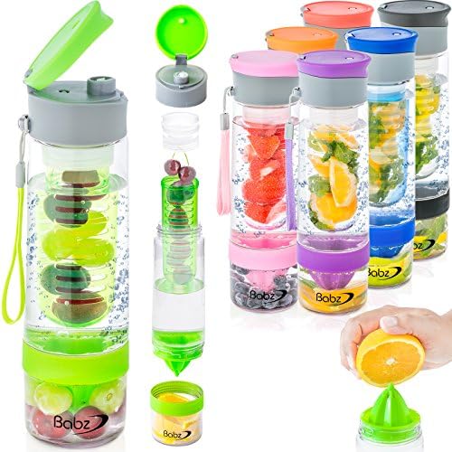 Babz InterFuse Sport Fruit Infusion Infusing Water Bottle | BPA Free | 7 Colours (Blue)