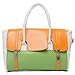 MG Collection SAFIYA Orange Green Textured Dual Turn Lock Office Tote