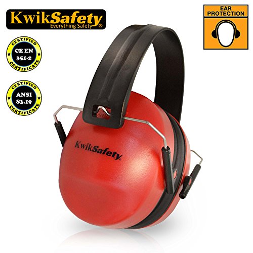 KwikSafety Ear Muffs for Noise Cancelling | Shooting Range | Hunting | For Women and Men Noise and Noise Protection | Adjustable and Foldable Straps | Red