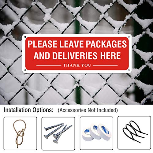 Please Leave Packages and Deliveries Here Sign, Fade Resistant Aluminum