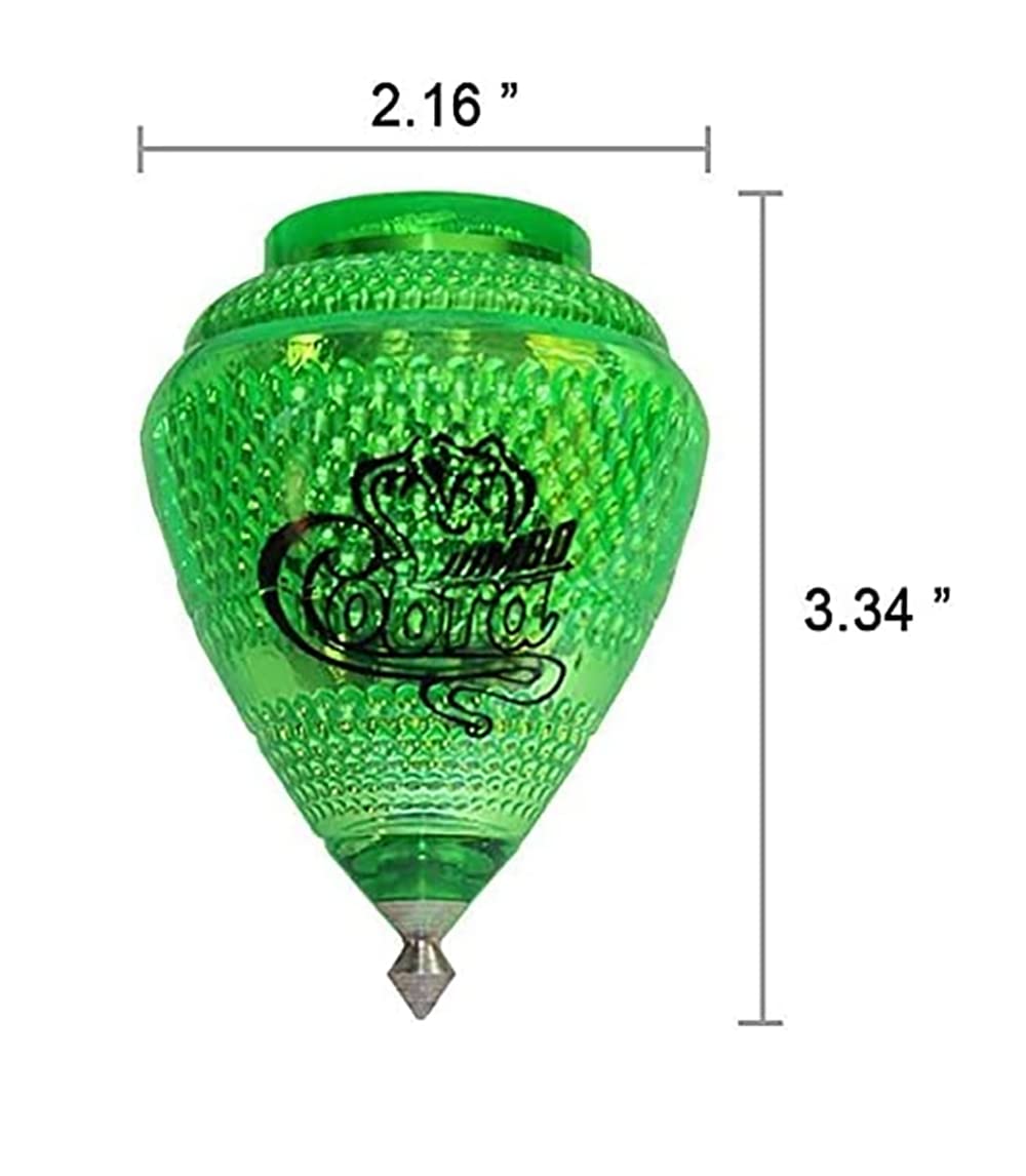 3 Pack Jumbo Cobra Spinning Top Set with 3 Assorted Color Toma Todo Mexican Traditional Game Trompos Mexicanos Cometa de Plastico con Lanzador de Cuerda Incluido Perinolas Incluidas Durable Metal Tips