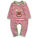 Baby Boys Girls Long Sleeve Christmas Striped Red Nose Reindeer Romper Jumpsuit (90(12-18M), B)