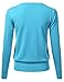 Women's Button Down V-Neck Long Sleeve Knit Cardigan with Sleeve Button Detail AQUA2 L