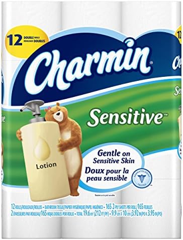 Charmin Sensitive Toilet Double Paper Rolls, 12 Count
