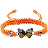 COLORFUL BLING Multicolor Braided Woven String Butterfly Bracelets for Couple Matching Friendship BFF Family Butterfly Wristband Jewelry