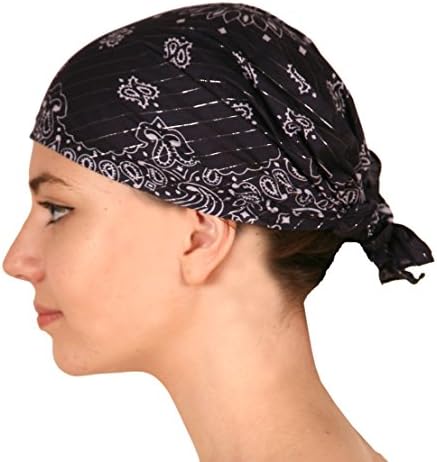 Love Lakeside-Pre-tied Cotton Bandana Head Wrap, Skull Cap, Beanie for Cycling Motorcycle Hiking Sports Fashion Chemo Cap Navy Blue with Silver Sparkle