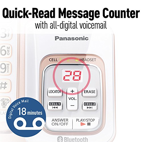 PANASONIC Expandable Cordless Phone System with Link2Cell Bluetooth, Voice Assistant, Answering Machine and Call Blocking - 2 Cordless Handsets - KX-TGD562G (Rose Gold/White) - Thumbnail 7