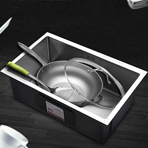 JYHW Edelstahl-Wannen-Einzel-Bad Manuell-Wannen-Küche Einbau-Under Counter-Becken Sink Sink 68 × 45cm (Size : A) – Bild 5