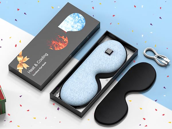 Fmlave Heated and Cooling Sleep Mask for Dry Eyes, Migraines, Electric Heated Eye Mask Improve Sleeping, Stye Eye Blepharitis Birthday Gifts for Women and Men (Blue)