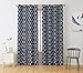 HLC.ME Lattice Print Navy Blue Blackout Curtains 63 Length - Energy Smart Thermal Insulated Shaded Darkening Grommet Window Drapes Curtain Panels for Dining Room, Navy Blue - 52 W x 63 L - Set of 2