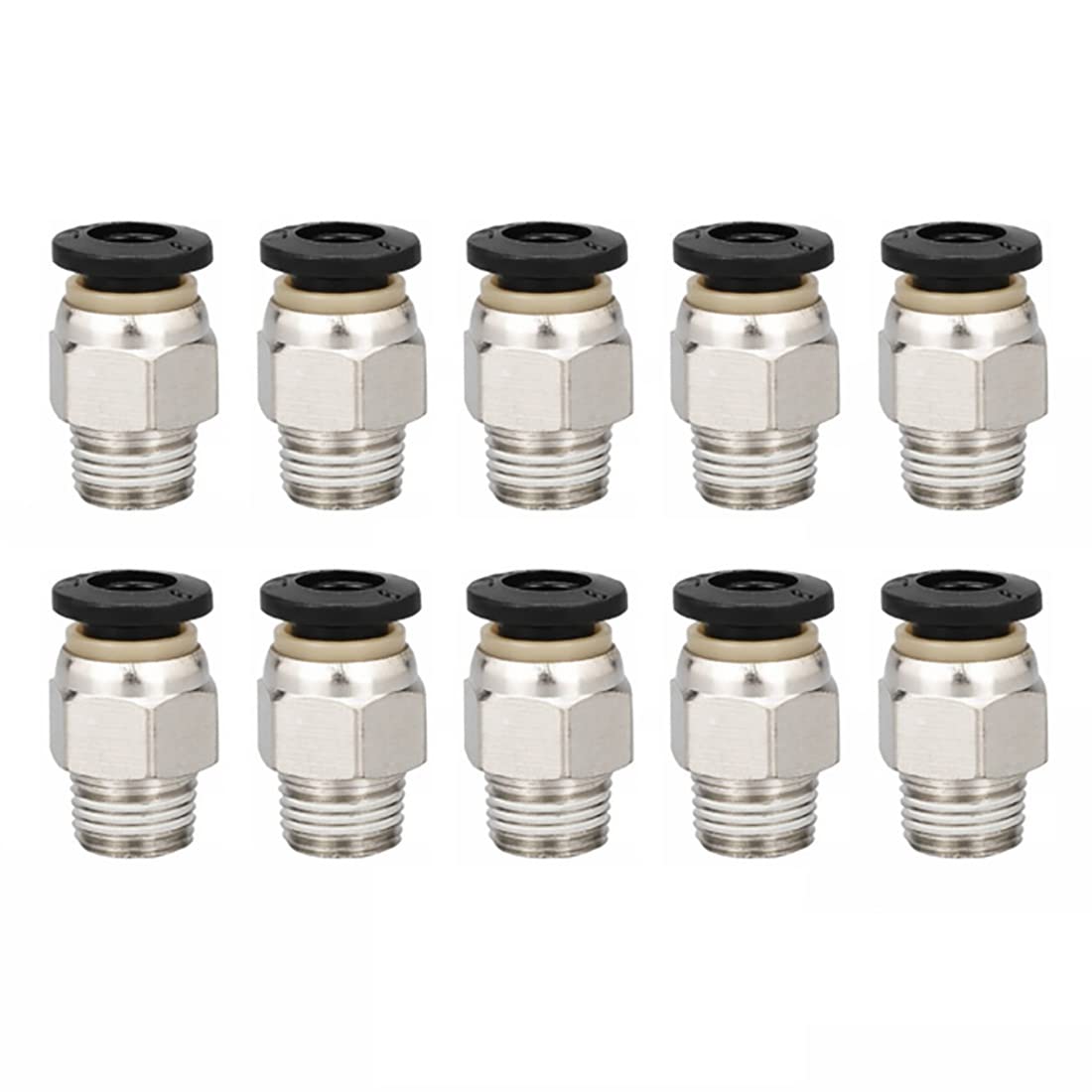 Photo 1 of ***9 missing***Metaland Push to Connect Fitting, 1/4" Tube OD x 1/4" NPT Male Pneumatic Air Line Quick Push Lock Adapter (Pack of 10)