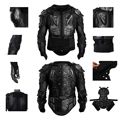 Motorcycle Full Body Armor Protective Gear Jacket Street Motocross ATV Guard MTB Racing Shirt Jacket Protector Pro for Men (Black, XL) - Thumbnail 3
