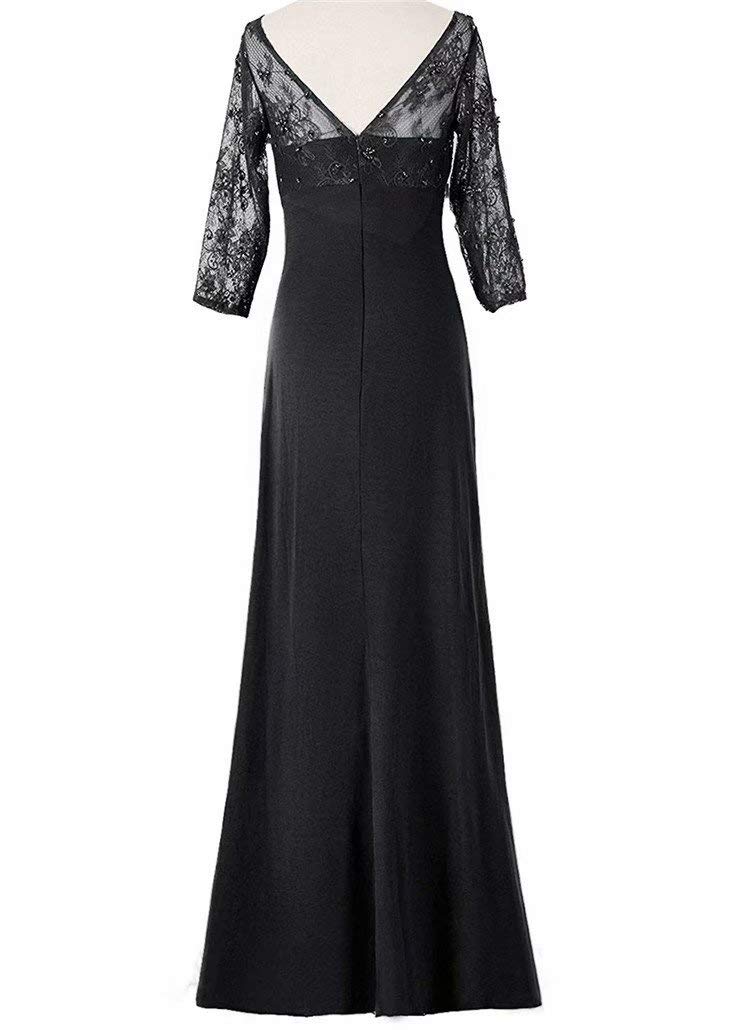 Women's Long Lace 3/4 Sleeves Mother of The Bride Prom Dresses Silver US6