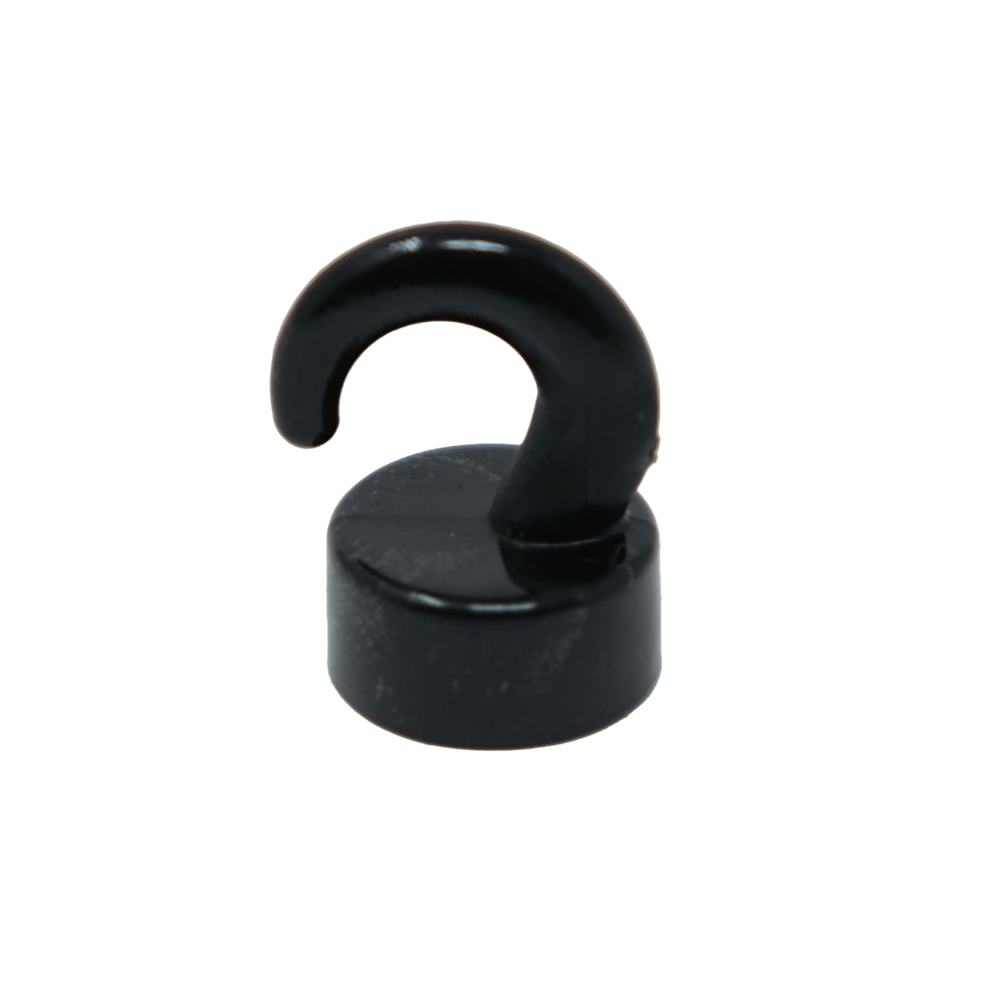Black Plastic Mini Magnetic Hooks for Fridge, Office, Whiteboard, Noticeboard, Filing Cabinet - 12mm Dia x 20mm Tall - 1kg Pull - Pack of 10