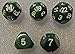 Set of Unusual Dice: d5, d7, d14, d18, and d22 in Green