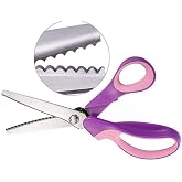 ZXUY Pinking Shears for Fabric Dressmaking Sewing Scissors Scalloped 5MM | Stainless Steel Handled Professional Dressmaking Sewing Scissors decorative edges on fabric, paper, PU, leather
