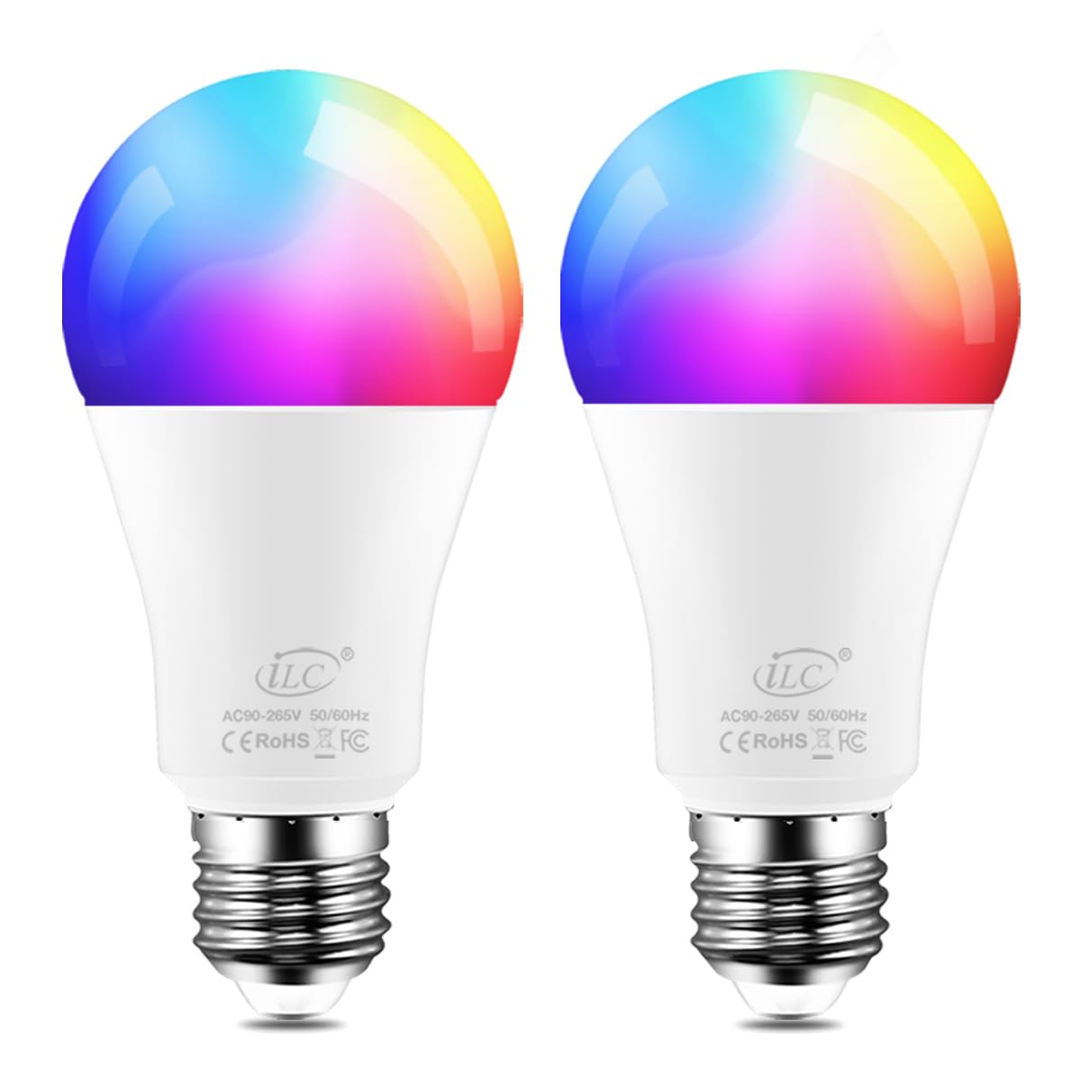 iLC LED Alexa Light Bulbs, E27 Screw, Smart Light Bulb Colour Changing Light Bulb 2700K Warm White +RGB (2 Pack)
