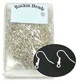 Rockin Beads Brand, 300 Basic Earring Silver Plated Fishhook with 18mm Ball and Coil with Open Loop 21 Gauge. 150 Pairs.