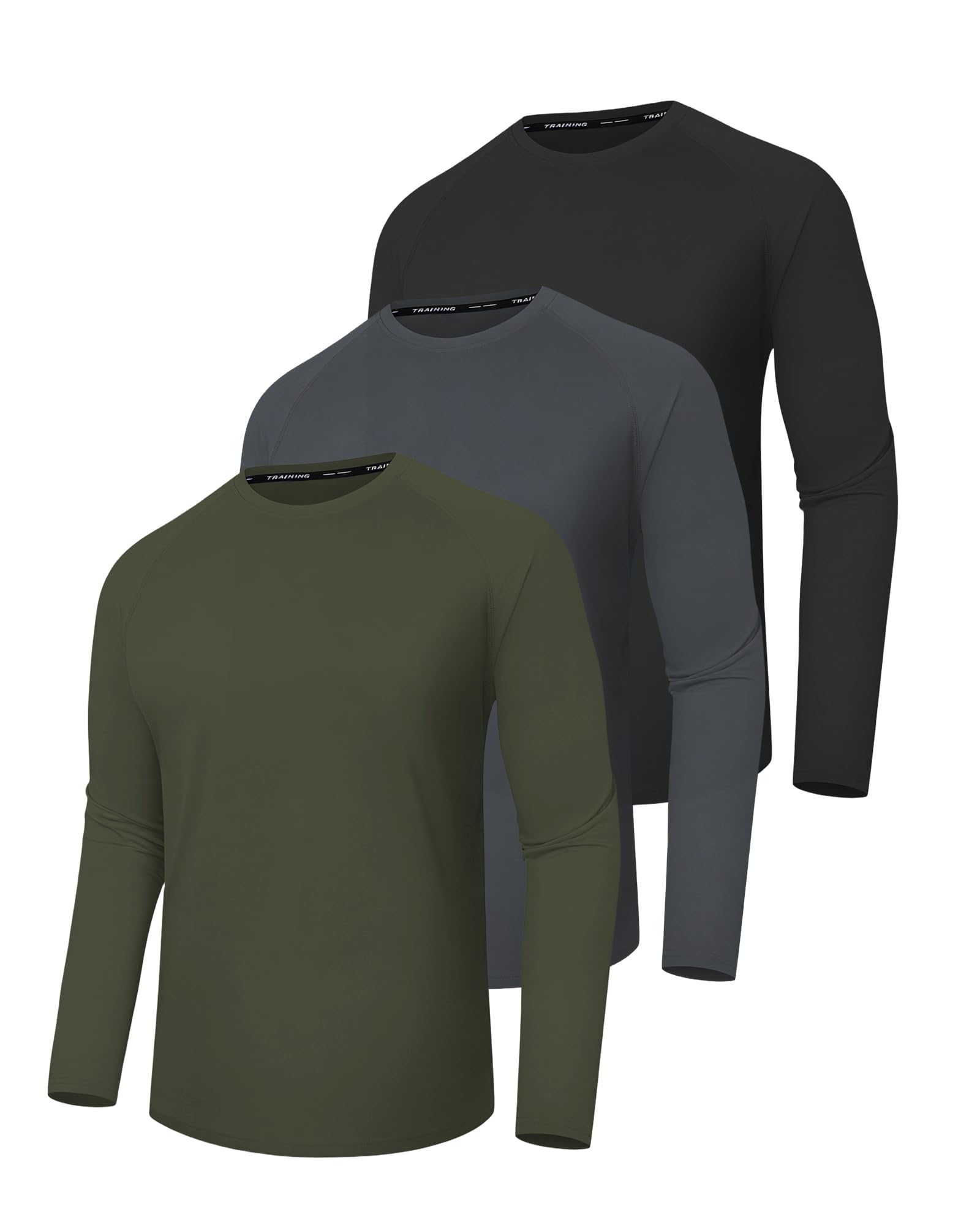 Photo 1 of 3 Pack Quick Dry Long Sleeve Shirts for Men UPF 50+ UV Sun Protection Shirt Moisture Wicking T-Shirt for Casual Gym Workout?BKDGAG XXL