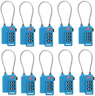 Newtion Tsa Approved 3 Digit Luggage Locks Cable TSA Combination padlocks Travel Lock For Travel Safety and Security 8 pack (blue10)