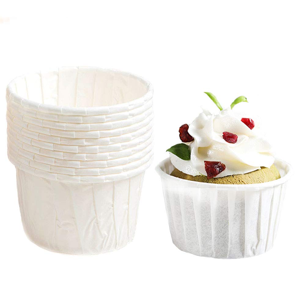 Spesh 50 Pcs Cupcake Cases Disposable Muffin Liners Paper Cupcake Cups Oil Proof Baking Cups for Birthday,Wedding,Christmas(White)