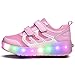 Chic Sources Girls Light up Roller Shoes with Two Wheels Skate Sneakers for Little Kids 1 Pink