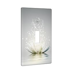 Green Lotus Flower White Decor Print Light Switch