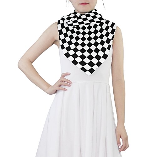 WellLee Black & White Checkerboard Sheer Scarves Shawl Wrap Women Oblong Chiffon Scarf for Outdoor - Thumbnail 6