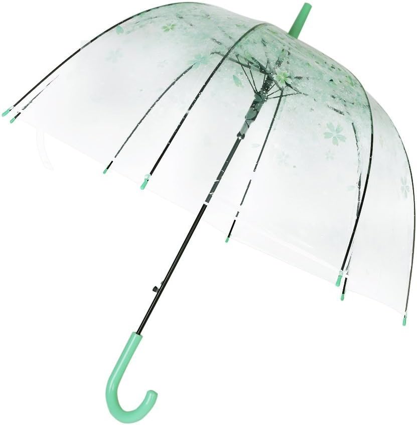 Childrens Umbrella Transparent Bubble Dome Umbrella Windproof Umbrellas Automatic Umbrella, Lightweight Easy Carrying Suitable for Ladies and Little Girls,Wedding Decoration Umbrella(Green)