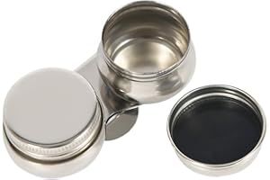 ITODA Double Dipper Palette Stainless Steel Cup Oil Container Paint Turpentine Solvent Tins Palette Watercolor Leakproof DIY Art Craft Mixing Paint Large Mouth Case with Screw Cap