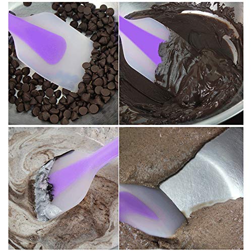 TOUGS Silicone Spatulas Set of 4 - Heat Resistant Non-Stick Flexible Rubber with Solid Stainless Steel Core Kitchen Essential Gadget Premium Scraper Spoon Set - Seamless, Dishwasher Safe, 2 Size