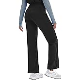 Kecols Women's Yoga Scrub Pants Flared Mid Rise Cargo Work Pants with 5 Pocket for Work,4-Way Stretch Fabric