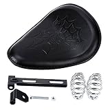 Oumurs Leather Skull Solo Seat 3" Barrel Springs T-bar Mounting Bracket Kit for Harley Sportster XL 883 1200 48 Chopper Bobber Custom Applications Yamaha Honda Suzuki