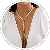 Pearl Necklace Gold Pearl Y Necklace Dainty Pearl Necklaces for Women Gold Beaded Necklaces Pearls Choker Chain Prom Wedding Bridal Bridesmaid Jewelry (Pearls G)