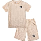 Azmxynol Boys' Clothes Summer Outfit T-Shirt + Shorts 2 Piece Set Casual Summer Clothes for Kids, Size 6-14 Years