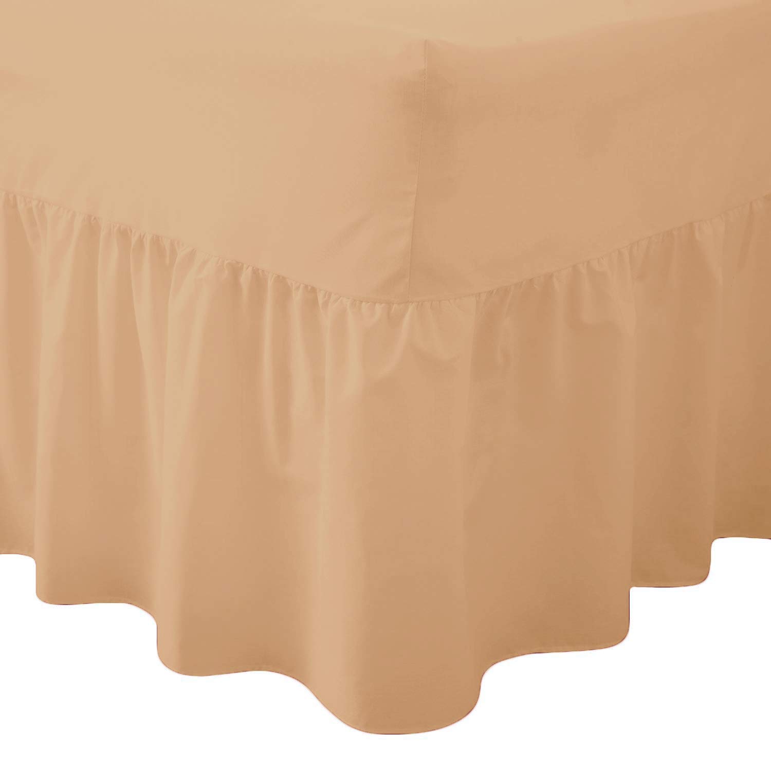 AmigoZone Plain Pollycotton Valance Fitted Sheet Or Pillow Pair Cases (Single, Latte)