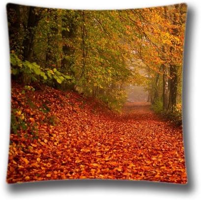 Fashion Indoor&Outdoor Pillow Case, Beautiful Leafy Alley Autumn Pattern Printed Cushion Cover, 18x18 inches Throw Pillow Cover (Twin sides) AnasaC27864