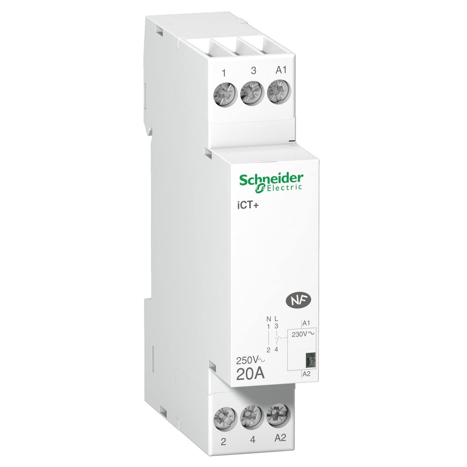 Schneider Electric a9 °C15030 Switch, Quiet Acti9, ICT +, Supplied with 1 Insert, 1P, 20 A, 230 Vac, 50/60 Hz, White
